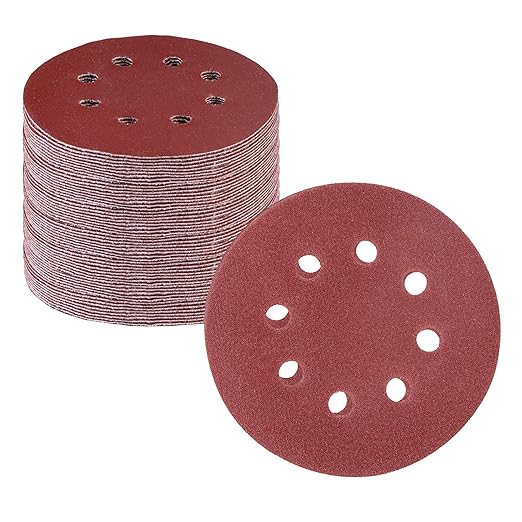 WORKPRO 100-Piece 180 Grit Sanding Discs - 5-Inch 8-Hole Hook and Loop Sandpaper for Random Orbital Sander (Not for Oscillating Tools or Mouse Sander)