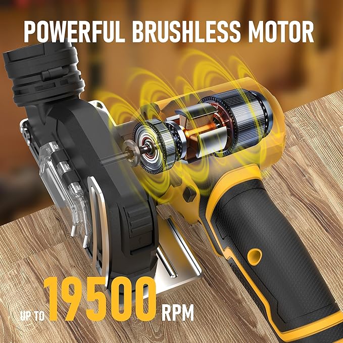 Cordless Cut Off Tool Compatible With DeWalt 20V MAX Battery(NO Battery) 3" Brushless Mini Circular Saw with Blades,19000RPM,Removable Dust Cover for Metal/Wood/Tile/Plastic