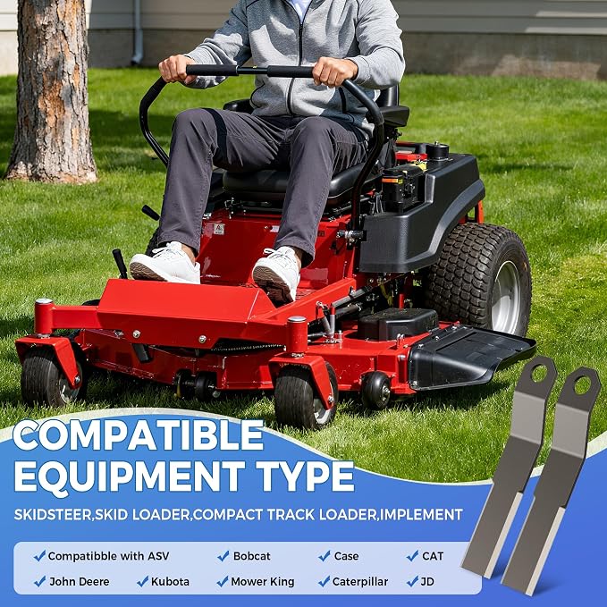 WooFog 7 mm Brush Hog Blades, Bush Hog Blade, Bush Hog Replacement Blades, Skid Steer Brush Cutter Blade, Heavy Duty Ar400 Steel Compatible with Mower King Skidsteer (2-3/8" x 14" x 3/8")