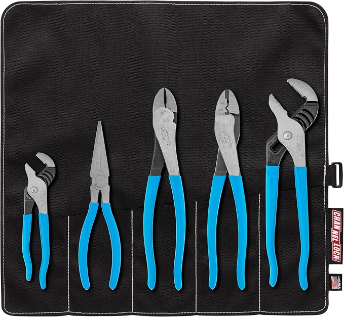 Channellock TOOL ROLL-52 Plier Set with Tool Roll, 5-Piece