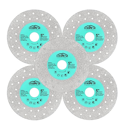Rock Slab Grinding Disc - 5 inch Glass Cutter Disc(5pcs), Granite Cutting Blade, Diamond Grinder Wheel for Rock Slab, Stone, Tile, Marble, Granite, Glass Diamond Saw Blades