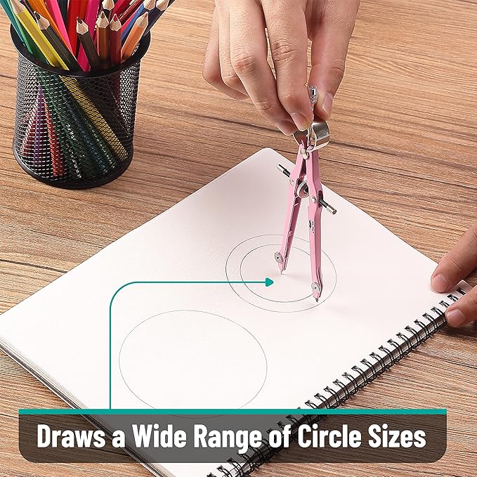 Mr. Pen- Professional Compass for Geometry, Extra Lead, Metal Compass Drawing Tool for Students, Drafting and Engineering, Technical Drawings, Circles and Geometry Projects