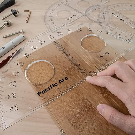 Pacific Arc's 4 Inch Plastic Protractor Clear Ruler