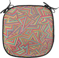 Lunarable Geometric Chair Cushion Pad, Abstract Pattern Stripe Illusion Geometry Angles Stars Structure, Seat Padding for Kitchen & Patio with Anti-Slip Backing, 16"x16", Magenta Orange