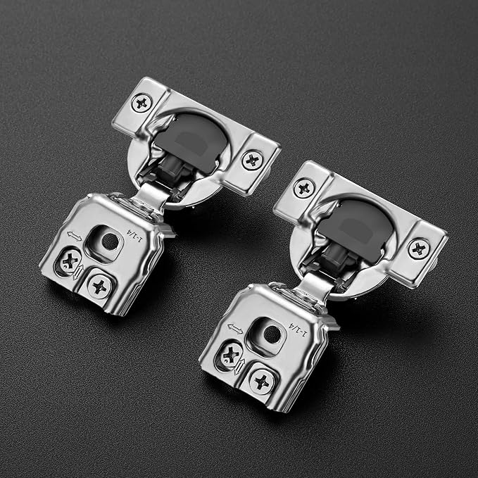 Ravinte 30 Pack 15 Pair 1-1/4 inch Overlay Soft Close Kitchen Cabinet Hinges Stainless Steel Adjustable Kitchen Hinges Satin Nickel Cabinet Hardware