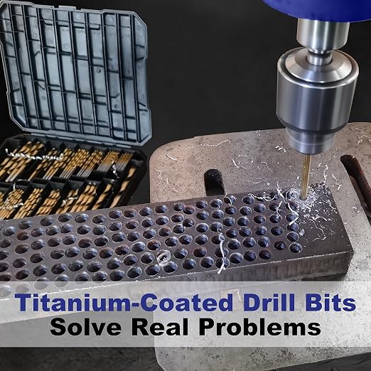 Metric 230 Pieces Titanium Twist Drill Bit Set, 135° Tip High Speed Steel, Size from 1mm up to 10mm, Ideal Drilling in Wood/Cast Iron/Aluminum Alloy/Plastic/Fiberglass, with Hard Storage