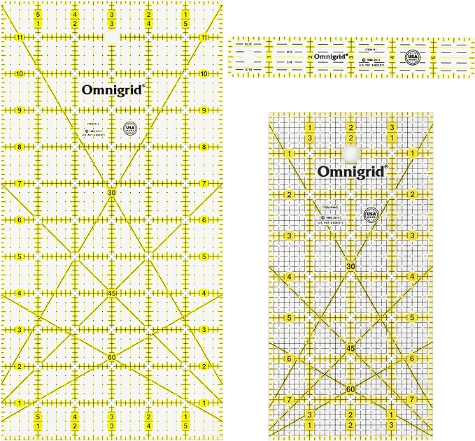 Omnigrid Rectangle Quilting Ruler Value Pack (1"x6", 4"x8", 6"x12")