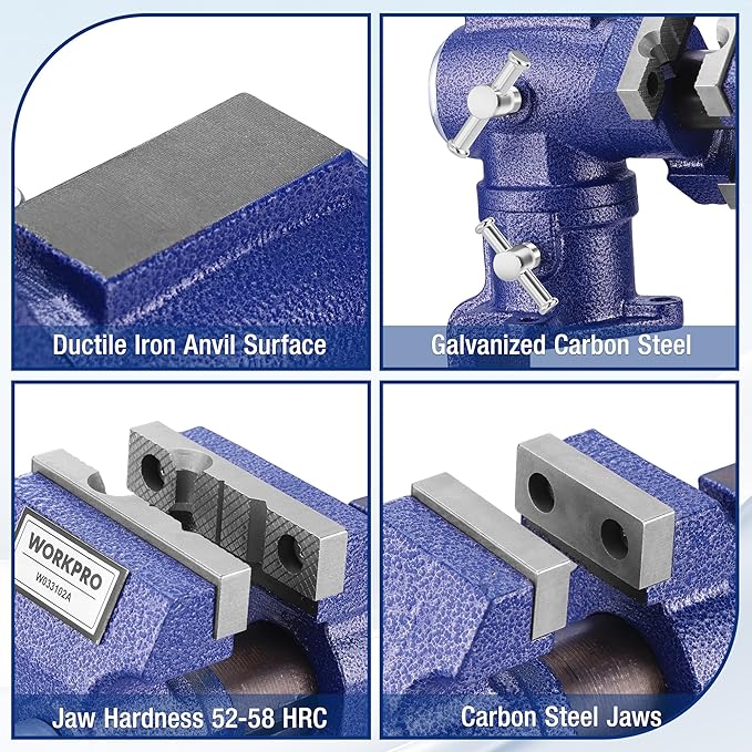 WORKPRO Dual Jaws Table Vise 2.5" & 1.5", 360° Swivel Clamp-On Bench Vise for Woodworking, Metalworking, DIY, Multi-position Small Portable Vise, Mini Vice Clamp for Workbench, Golf Club Regripping