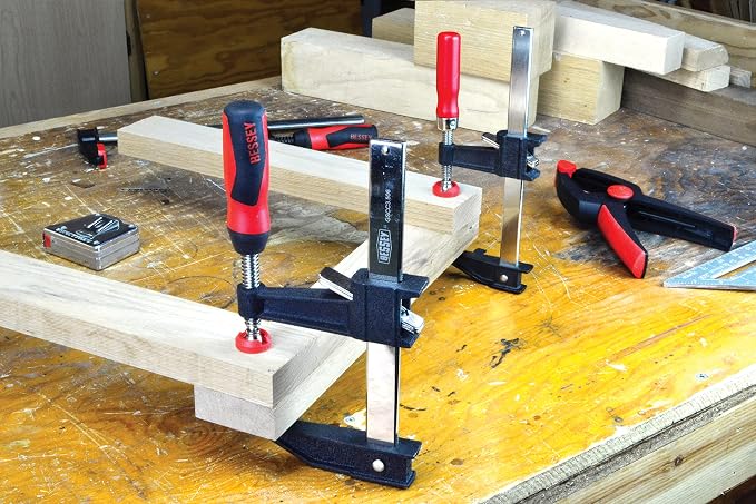BESSEY Clutch Style Bar Clamps - 3.5x24 Inch, 1000 lb Capacity, 2K Handle - GSCC3.524+2K - Ideal for Woodworking, Carpentry & Home Improvement