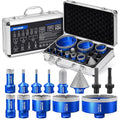 DAYDOOR Diamond Hole Saw Kit, 13-Piece Tile Hole Saw Kit 1/4" 5/16" 4/5" 1" 1-3/8" 2" 3" 4",Vacuum Brazed Core Drill Bits for Porcelain Tile, Granite, Marble, Stone(Blue)