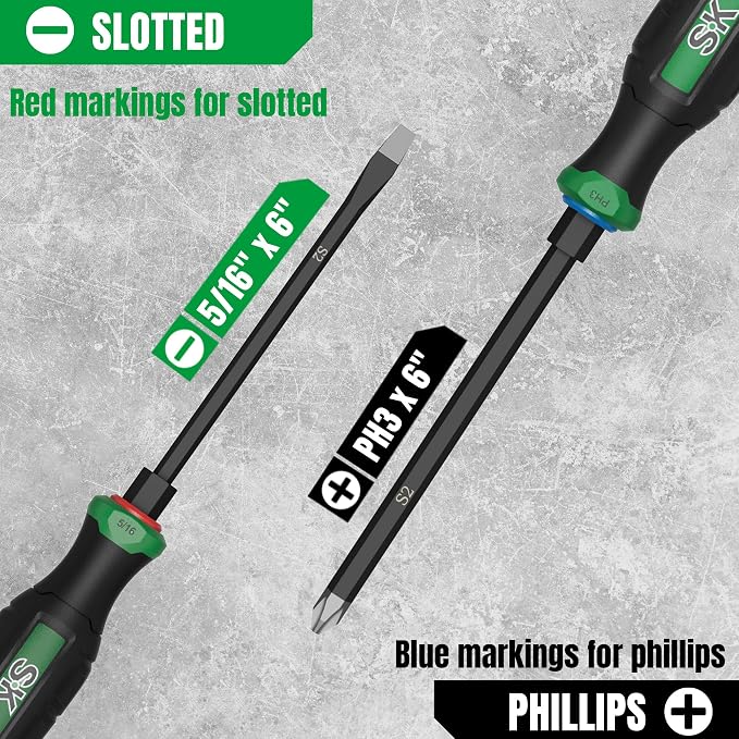 SK 2-Piece Heavy Duty Screwdriver Set, Demolition Driver, Slotted and Phillips, S2 Steel, SureGrip Handle