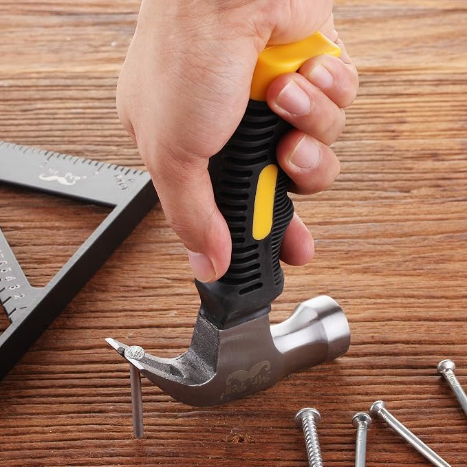 Mr. Pen- Claw Hammer, 8oz, Yellow, Magnetic, Small Claw Nail Hammer for Women for Camping, Wood Working, House Repairs, Claw, Stubby, Tack