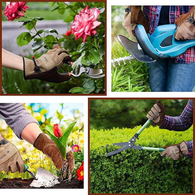 WZQH Leather Work Gloves for Men or Women. X-Small Glove for Gardening, Tig/Mig Welding, Construction, Chainsaw, Farm, Ranch, etc. Cowhide, Cotton Lined, Utility, Firm Grip, Durable. Coffee-grey XS