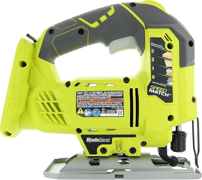 RYOBI One+ P5231 18V Lithium Ion Cordless Orbital T-Shaped 3,000 SPM Jigsaw (Battery Not Included, Power Tool and T-Shaped Wood Cutting Blade Only)