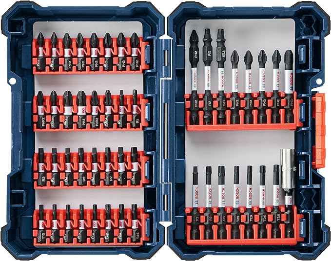 BOSCH SDMS48 48-Piece Assorted Impact Tough Screwdriving Custom Case System Set for Screwdriving Applications