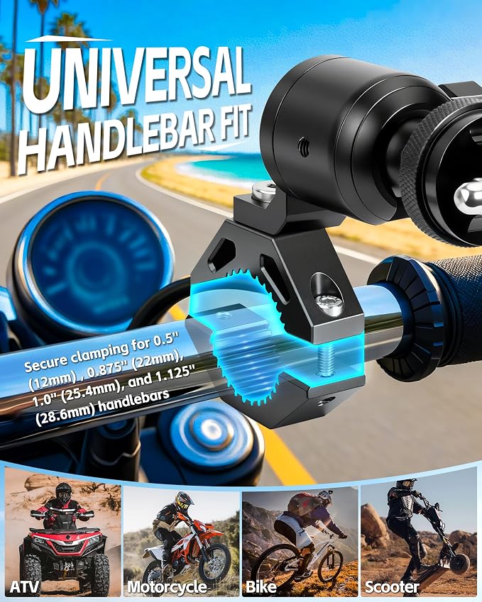 ZHILXN Aluminum Motorcycle Camera Clamp Mount Fit 0.5'' - 1.125'' Handlebar