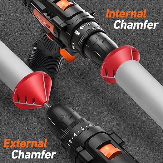 2 in 1 Inner-Outer PVC Deburring Tool, PVC Chamfer Tool, Pipe Deburring Reamer Plumbing Tool for OD 0.75" to 4.6", ID 0.92" to 4.8" PVC, CPVC, ABS, PP, PE Pipe