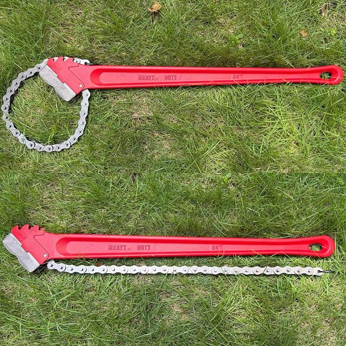 Chain Pipe Wrench 24" for 3" ~ 5" pipe diameter, chain length 20.3". Heavy-duty chain pipeline tool for pipeline installation, oilfield pipeline operations and maintenance