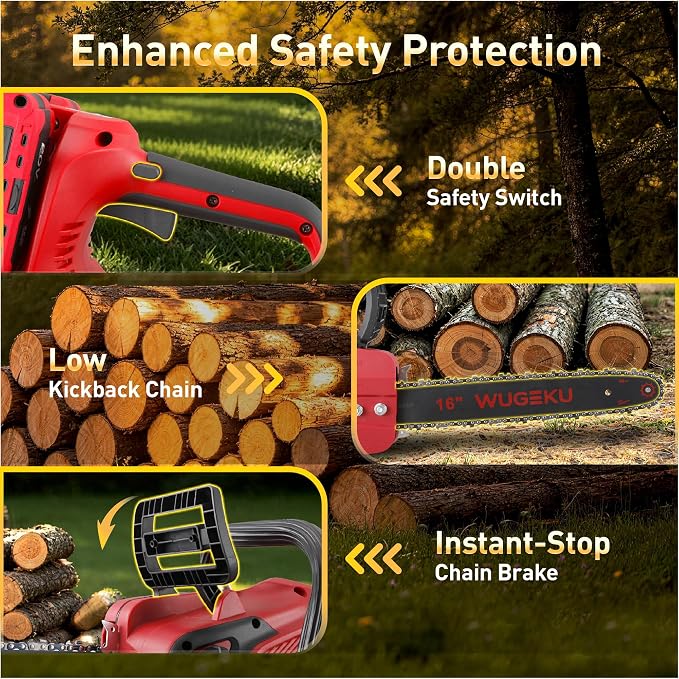 16-Inch 40V Brushless Chainsaw, Fits Makita 18V LXT Batteries | 2×4.0Ah Batteries & Charger, 69 ft/s Cutting, Auto Oiler, Safety Lock, Gloves & Goggles for Pruning, Yard Cleanup & Firewood