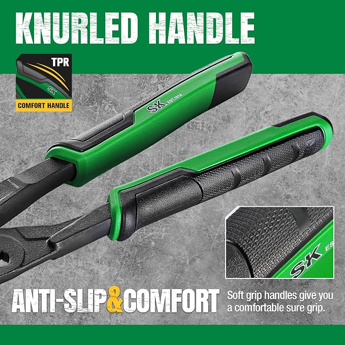 SK 6" Pliers Wrench, Smooth Parallel Jaw, Water Pump Pliers, CR-V Steel | Groove Joint Pliers, Adajustable 14 Positions Up to 1" Jaw Capacity, Ergonomic Anti-slip Handle for Comfortable Grip