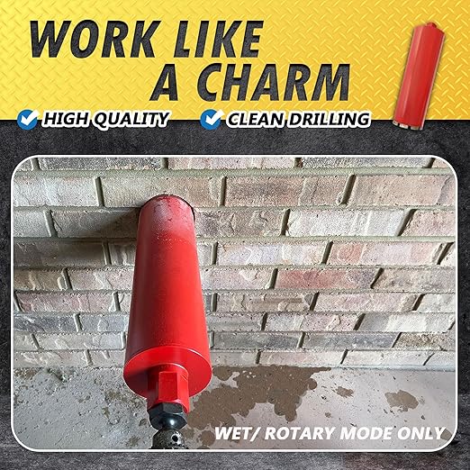 4" Wet Drill Core Bits for Concrete and Hard Masonry, 10mm Segment Height, 14" Drilling Depth, 1-1/4"-7 Arbor, Wet Only