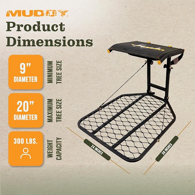 Muddy The Boss XL Wide Stance Hang-On Tree Stand Platform & Hawk Helium Set