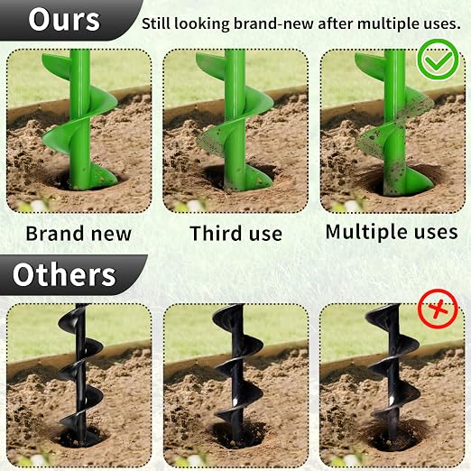 Auger Drill Bit for Planting, 4x12inches Garden Auger Spiral Drill Bit for Bulbs & Bedding Plants,Heavy Duty Post Hole Digger for Garden Soil,Fits 3/8" Hex Drill