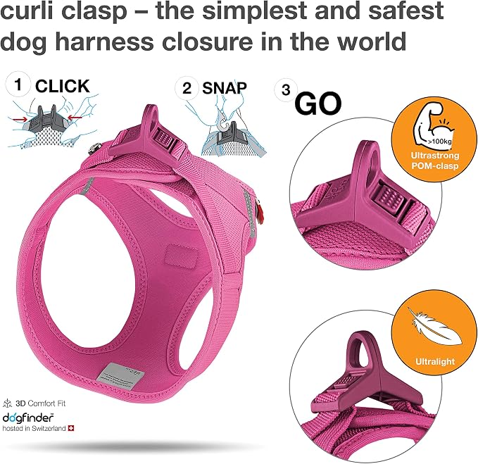 Vest Harness curli Clasp Air-Mesh Fuchsia XS