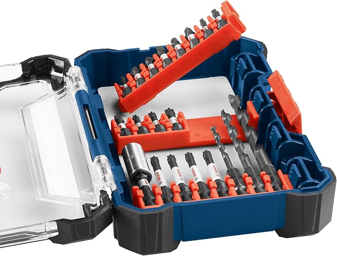 BOSCH DDMS20 20-Piece Assorted Impact Tough Drill Drive Custom Case System Set for Drilling and Driving Applications