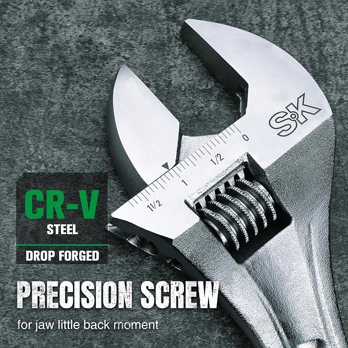 SK 2-Piece Adjustable Wrench Set, 10-Inch, 12-Inch, SAE & Metric Scales | X-Frame Handle, Precision Jaw, Heat Treated CR-V Steel, Chrome-Plated Rust Resistant Finish