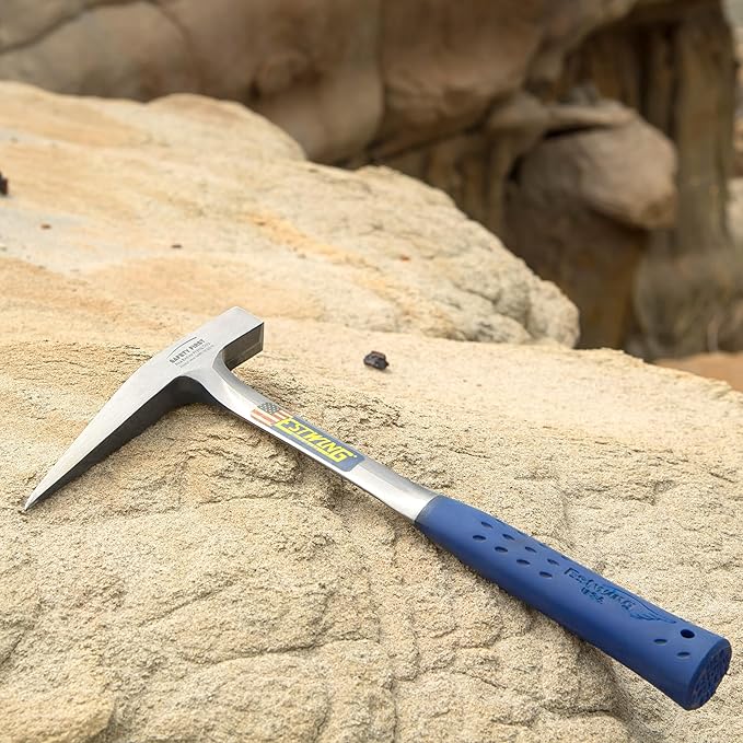 ESTWING Rock Pick - 22 oz USA Made Geology Hammer with Pointed Tip & Shock Reduction Grip - E3-23LP
