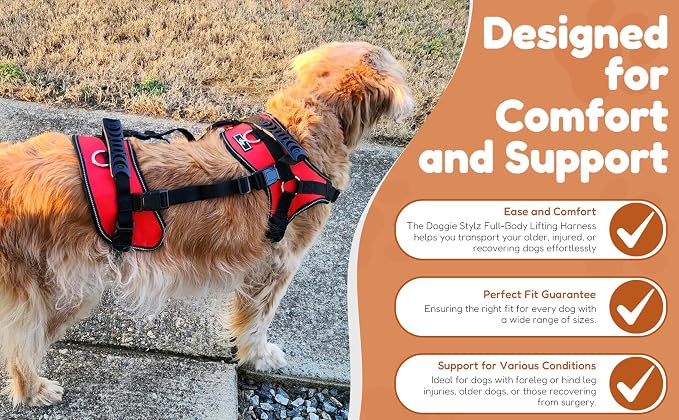 Doggie Stylz Multi-Functional Full-Body Lifting Dog Harness Vest | Designed for Front-Only, Rear-Only, Please Measure Your Dog Before Ordering