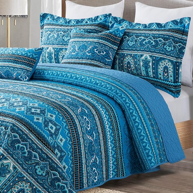 BEDIFANY Cotton Quilt King Size Sets, Lightweight King Bedspread Soft Quilted Reversible Coverlets Sets Boho Quilt King Set for Bed Decorations for All Seasons, 3 Pieces