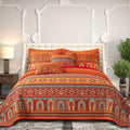 BEDIFANY Cotton Twin Size Bedspreads Set - Lightweight Boho Quilts Twin Size (68 * 86 Inch) - Colorful Orange Quilted Stripe Quilt Bedding Sets with Pillow Sham for Decorations Coverlet, 2 Pieces
