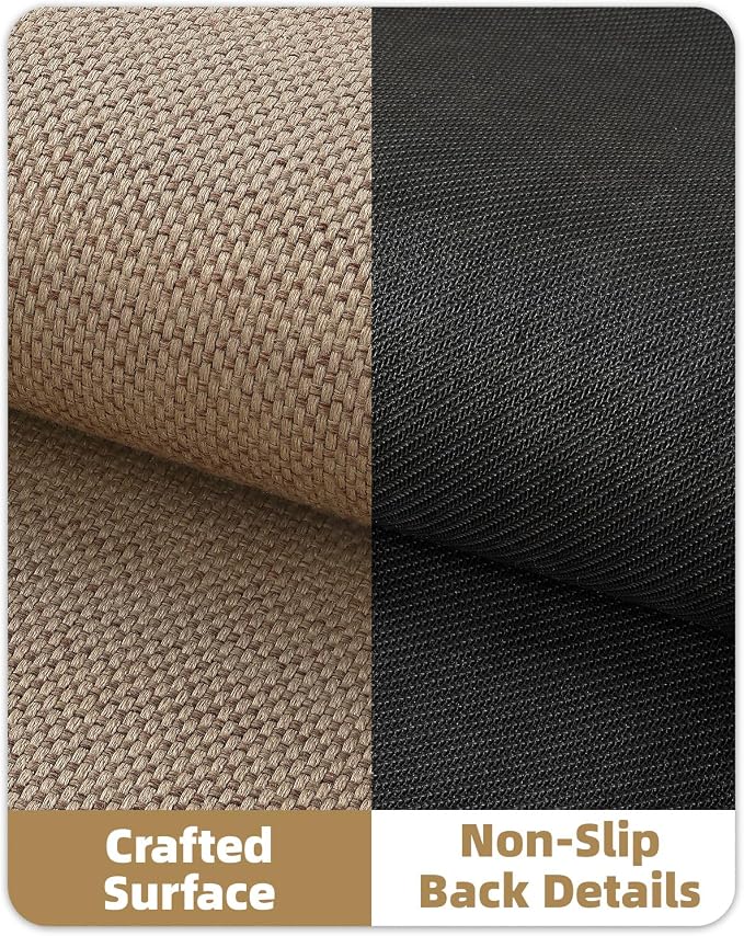 Color&Geometry Kitchen Rugs and Mats Non Slip Washable, Absorbent Woven Kitchen Runner Rug Easy to Clean Kitchen Floor Mats for in Front of Sink, Laundry Room, Hallway, 17”x79”, Dark Beige