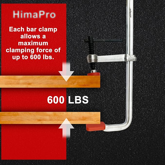 HimaPro 12 Inch Medium Duty Bar Clamp Set, 4 Pack – Drop Forged Steel F-Clamps with 600 lbs Load Capacity and 3-5/32 Inch Throat Depth for Welding, Woodworking, and Metalworking