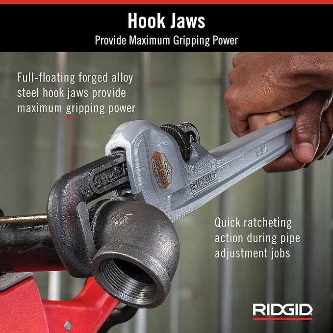 RIDGID 31100 Model 818 Aluminum Straight Pipe Wrench, 18-inch Plumbing Wrench