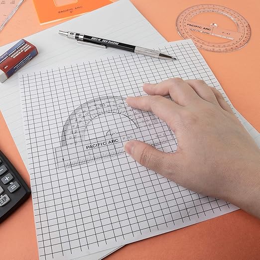 Pacific Arc's 4 Inch Plastic Protractor Clear Ruler