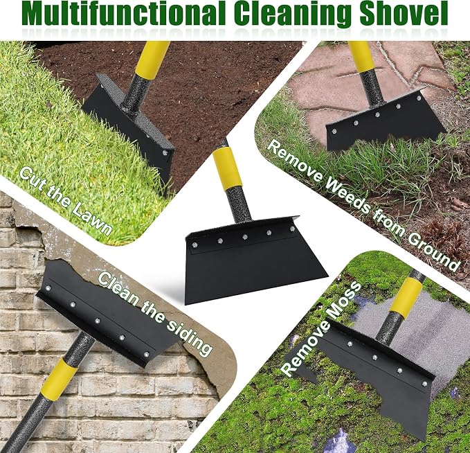 Heavy-Duty Garden Shovel 72inch All-Season Outdoor Tool with 4.3" Wide Blade, Rust-Proof Steel & Ergonomic Handle for Seniors (Weed Removal, Snow Scraper, Moss Cleaner)