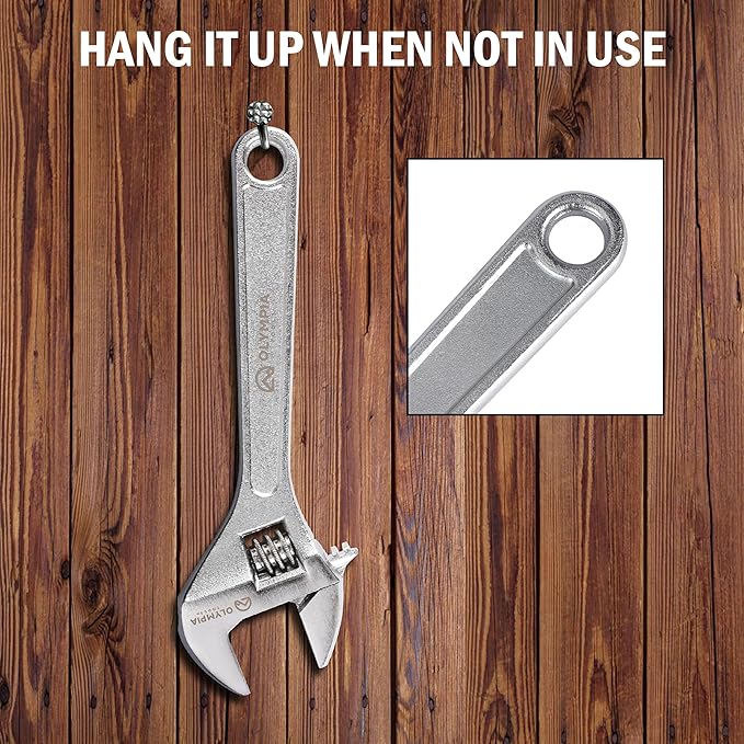 Olympia Tools 6" Adjustable Wrench, Heavy Duty Drop Forged Steel, Chrome Plated, Precision Machined Jaws, Rust Resistant