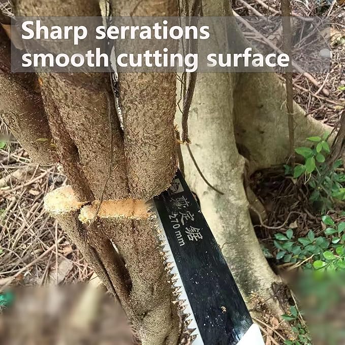 Medium Length japanese pull saw with Super Sharp Teeth,Thickened SK5 Steel,for Home Pruning, Logging, Landscaping,Three Sided Grinding,10.5"