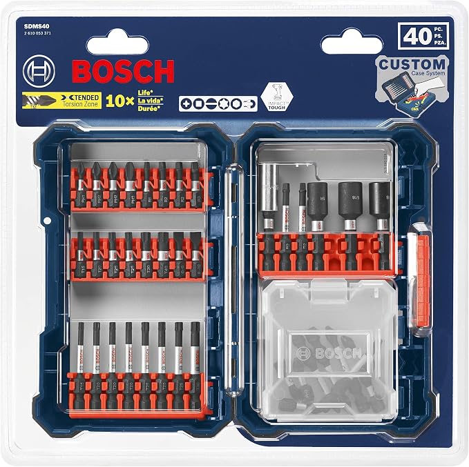 BOSCH SDMS40 40-Piece Assorted Impact Tough Screwdriving Custom Case System Set for Screwdriving Applications