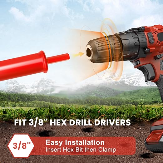 TCBWFY 4"x12" Auger Drill Bit for Planting Digging Holes,Garden Plant Flower Bulb Auger Spiral Drill Rapid Bulb Planter Earth Auger Bit Post or Umbrella Hole Digger for 3/8" Hex Drive