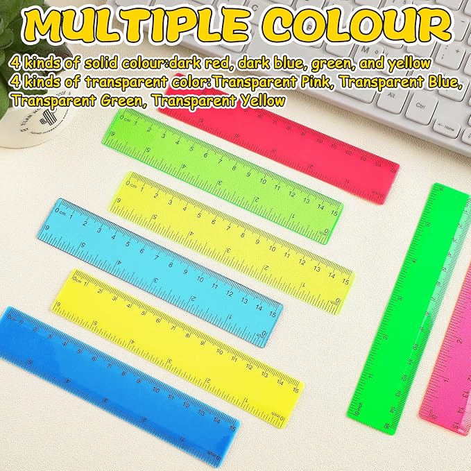 Harloon 480 Pack Clear Plastic Rulers Bulk for Classroom Back to School Supplies Transparent Flexible Rulers with Centimeters and Inches Measuring Tool for Classroom School Students(6 Inch)