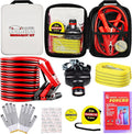 LIANXIN Car Emergency Roadside Tool Kit, Auto Emergency Kits Vehicles, with Jumper Cables kit，Car Safety Roadside Assistance Kit,Headlamp,Tow Straps,Tape Measure,Rainwear,Gloves.Gloves.Pale