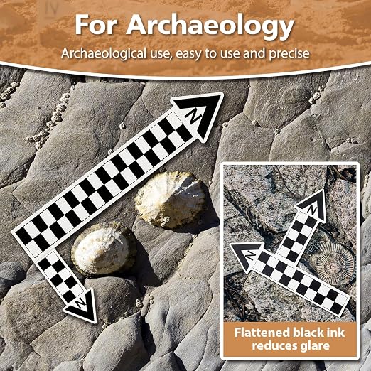 Maitys 9 Pack Archaeological North Arrow and Scale Set, Geology Photography Professional Measuring Scale Ruler with Case Archaeological Excavation Photo Reference Ruler for Artifact Documentation