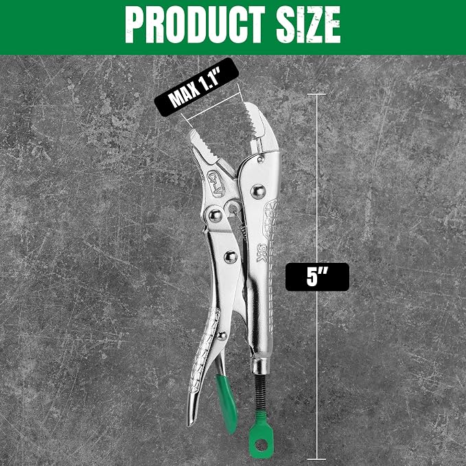 SK 5" Curved Jaw Locking Pliers, Premium CR-V Construction, Ergonomic Anti-slip Handle, Ideal for Welding or Assembly