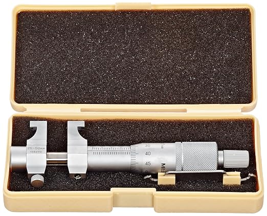 Mitutoyo 145-186 Vernier Inside Micrometer, Caliper Type, 25-50mm Range, 0.01mm Graduation, +/-0.006mm Accuracy | 0.01mm Graduation, +/-0.006mm Accuracy, Carbide-Tipped, Satin Chrome Finish