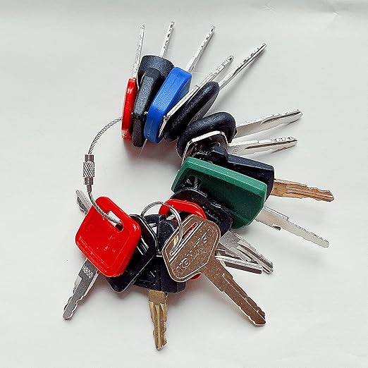 15 Keys Construction Ignition/Heavy Equipment Key Set for CAT Komatsu Volvo Deere JCB