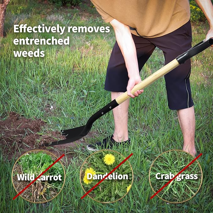 KOLEIYA Flat Shovel,Transfer Shovel with D Handel and Heavy Duty Square Head for Landscaping,Gardening,Construction,Snow Shoveling and Yard Work,41-Inch,Metal+Wooden